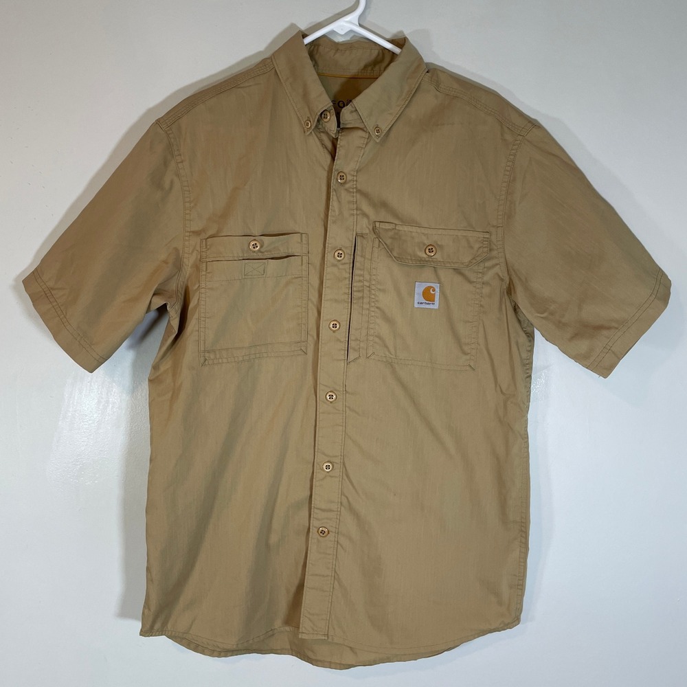 Carhartt Force Men Relaxed Fit Work Shirt Tan Short Sleeve Ventilated M Workwear